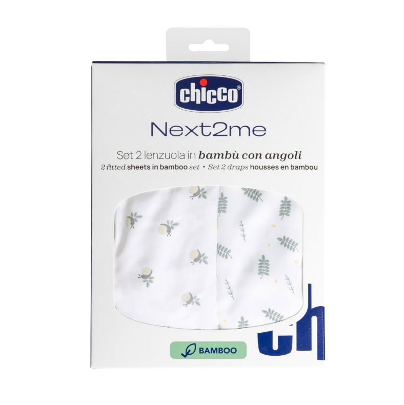 Chicco | Hoeslakens vr Co-Sleeper Next2Me Bamboo Greenery 2-pack
