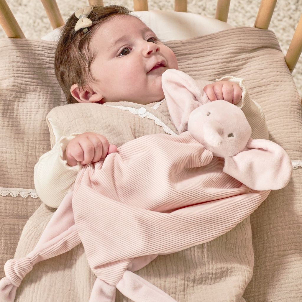 Nattou | Knuffeldoek Fanfan Olifant Corduroy Roze 40x65cm