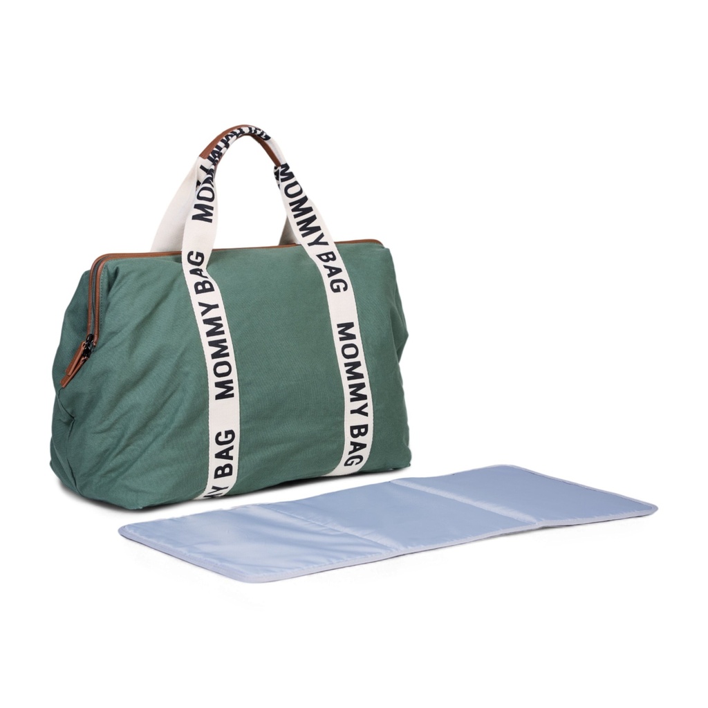 VERZORGINGSTAS, Mommy Bag, green, Canvas, uni/print Mommy Bag, met luiermat, +schouderriem, Signature, 2023