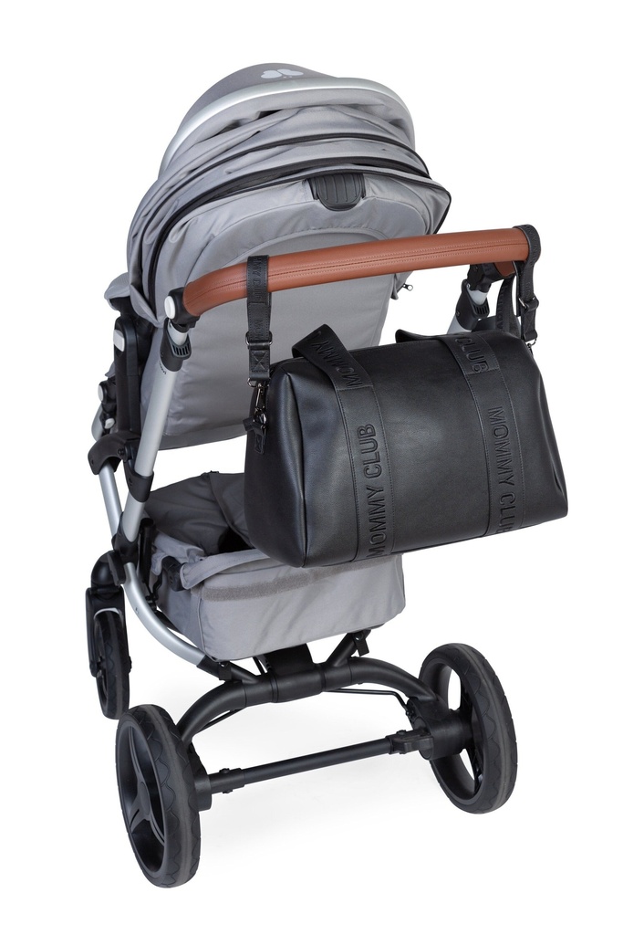 VERZORGINGSTAS, Mommy Club, black, zwart, uni, draagtas met luiermat, vegan leder, +luiermat, +schouderriem, 2024