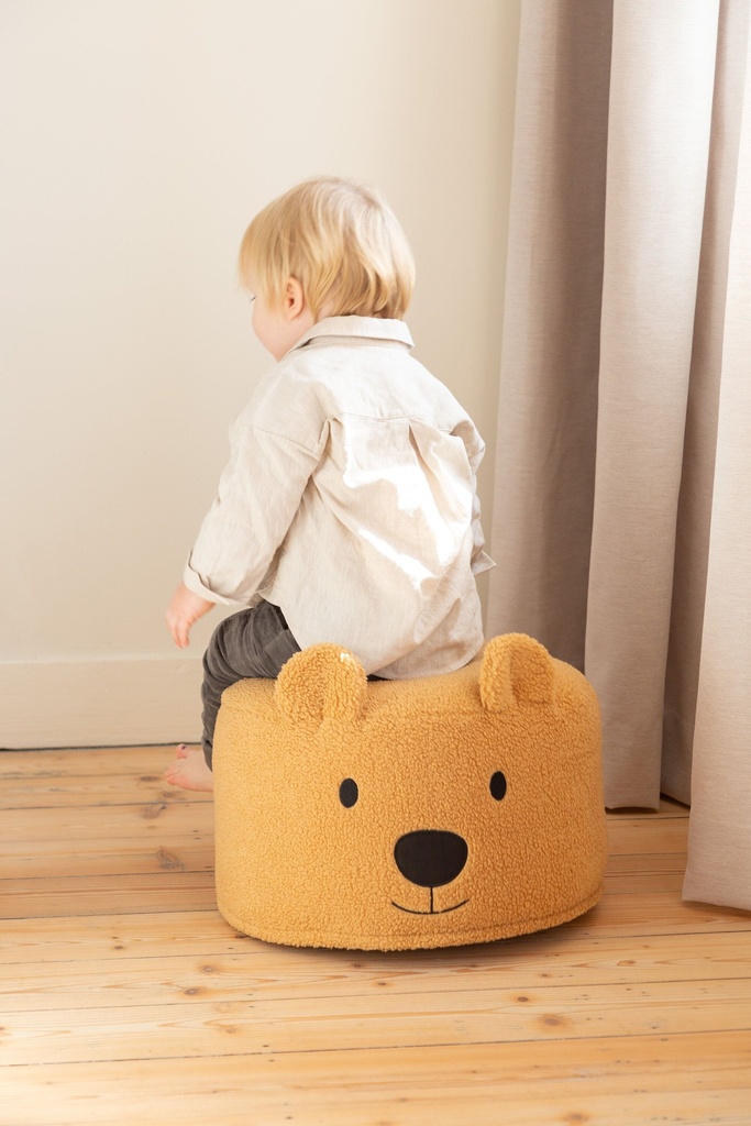 ZITZAK, Teddy, Pouf, bruin, uni, afneembare hoes, dia 40 cm