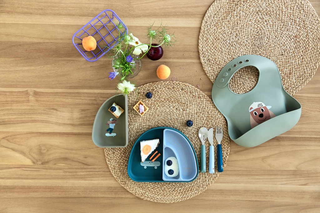 Laessig | Bestek Cutlery Tiny Team Dog Siliconen Handvat Lepel Vork Mes