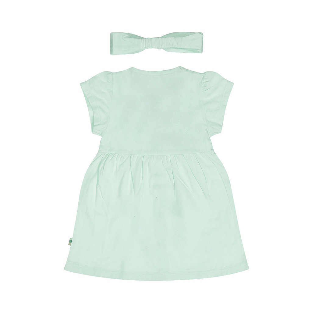 Dirkje | Jurk Girls Flower Power + Haarband Light Aqua