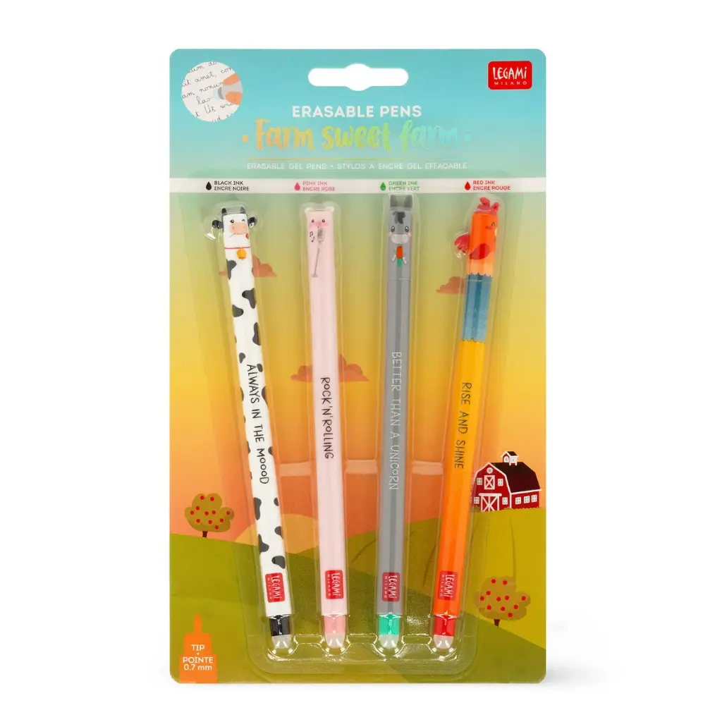 Legami | Balpen Farm Sweet Farm Erasable Gel Pens 4pack