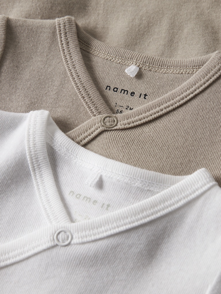 Name it | Body Uni Longsleeve Pure Cashmere/Bright White 2-pack