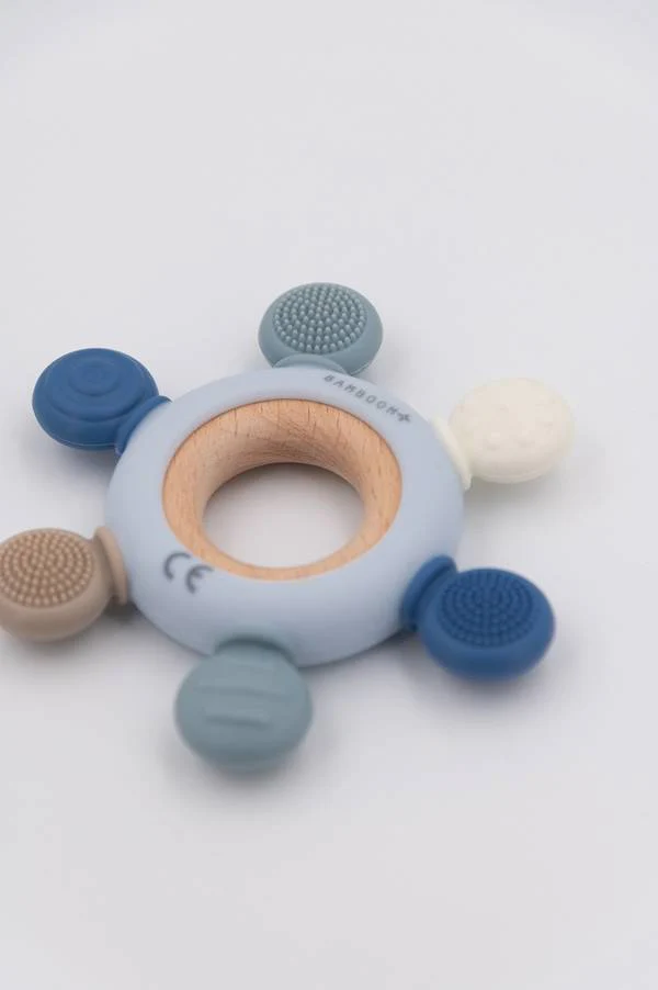 Bamboom | Bijtring Hout en Siliconen Blue