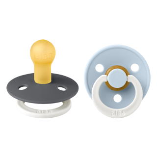 Bibs | Fopspeen T1 Night Latex Rond Iron Glow/Baby Blue Glow 0-6m 2-Pack