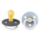 Bibs | Fopspeen T1 Night Latex Rond Iron Glow/Baby Blue Glow 0-6m 2-Pack