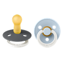 Bibs | Fopspeen T2 Glow Latex Rond Iron/Baby Blue 6-18m 2-Pack