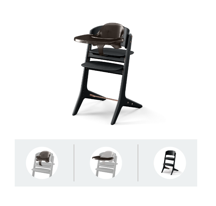 Cybex | Eetstoel Lemo Platinum 3 in 1 Black Wood/Black