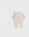 Noukies | Pyjama Zebra Velours Beige/Wit 2-pack
