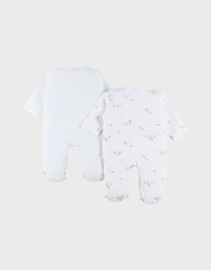 Noukies | Pyjama Zebra Velours Wit 2-pack