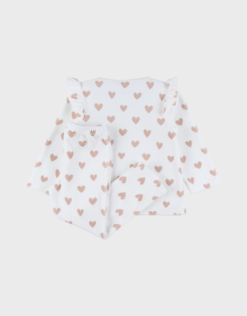 Noukies | Pyjama Hart Velours Wit 2-delig