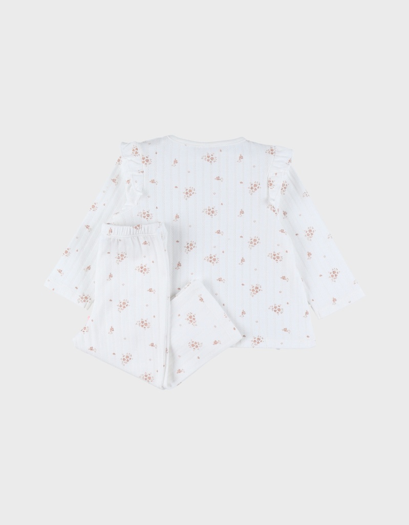 Noukies | Pyjama Vintage Flower Jersey Wit 2-delig