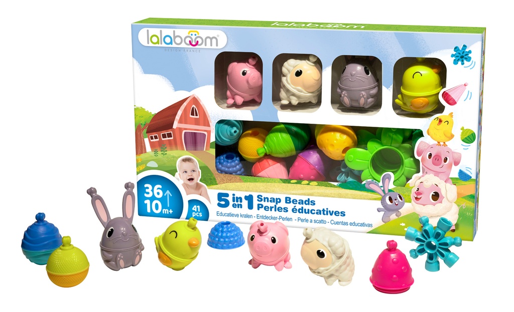 Lalaboom | Educatief Speelgoed Boerderij 4 Dieren 41pcs