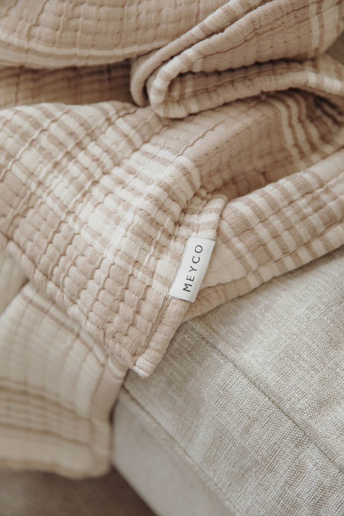 Meyco | Deken Pre-washed Hydrofiel Jacquard Stripe Sand 75x100cm 
