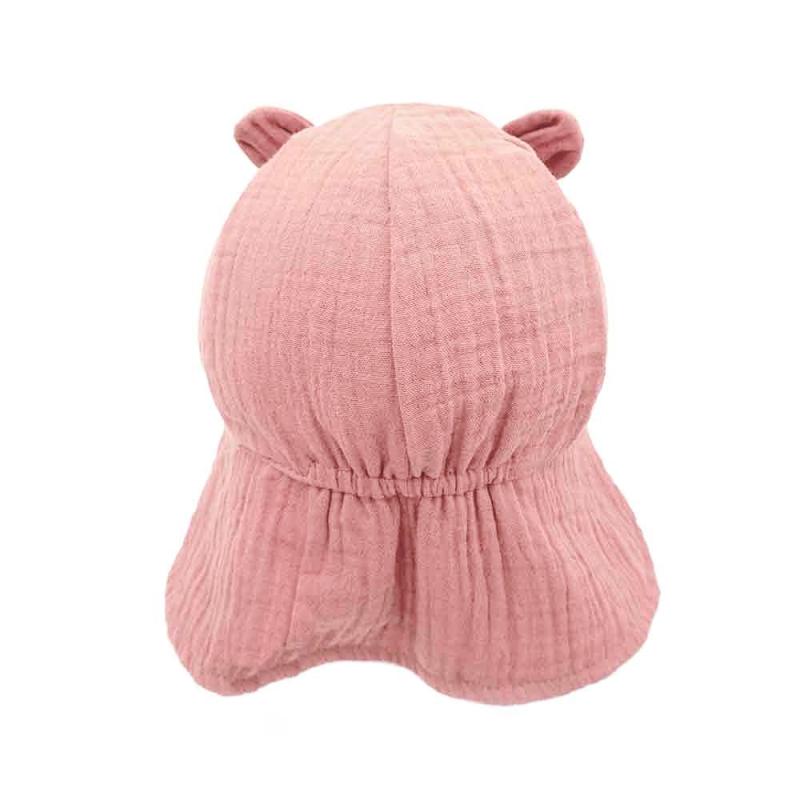 Maximo | Zonnehoedje met Oortjes Muslin Altrosa 