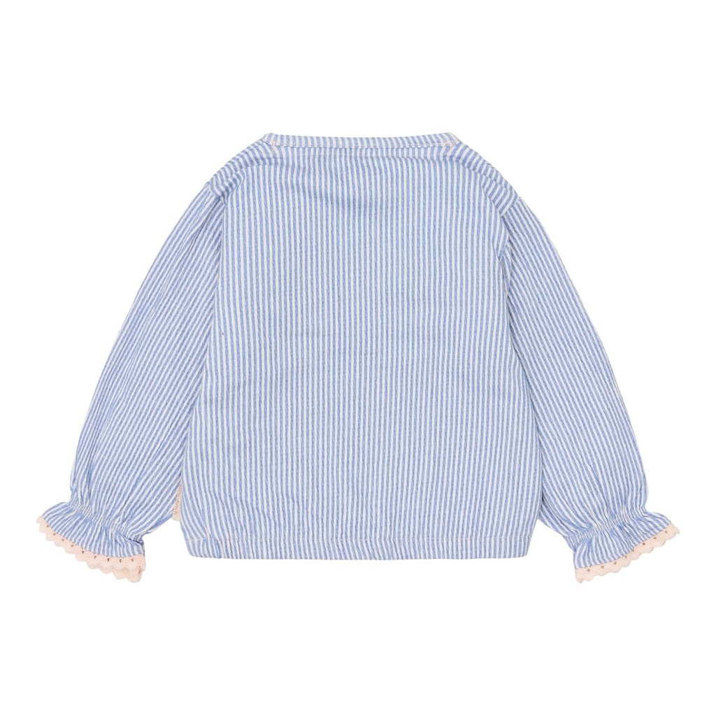 Little Dutch | Blouse Girls Stripes Denim Blue