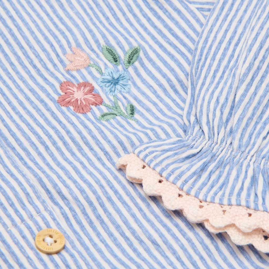 Little Dutch | Blouse Girls Stripes Denim Blue