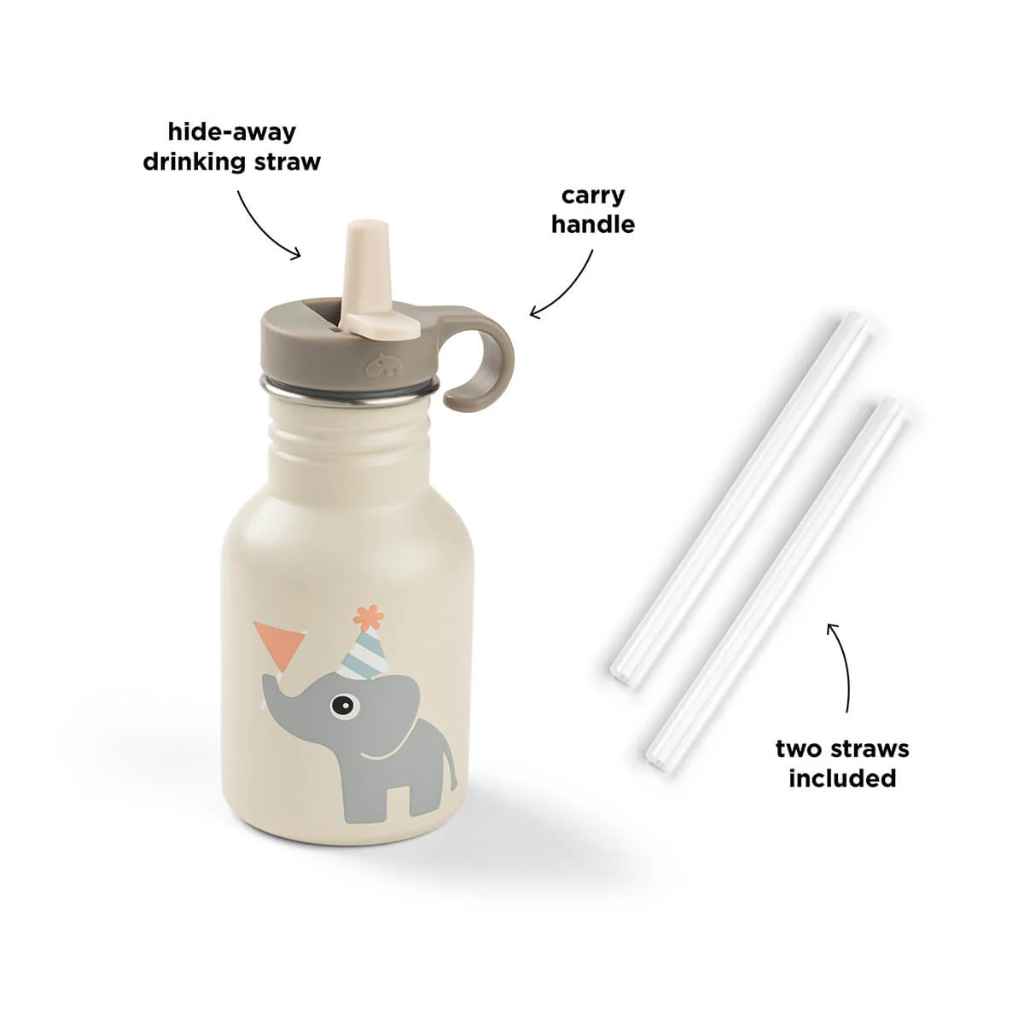 Done By Deer | Drinkfles Celebration Sand Metaal Ecru 350ml