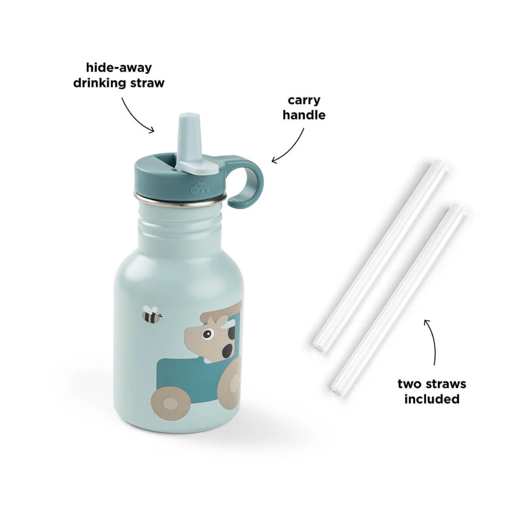 Done By Deer | Drinkfles Tiny Farm Blue Metaal Blauw 350ml