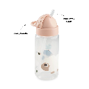 Done By Deer | Drinkfles Tiny Farm Powder Rietjesfles Roze 350ml