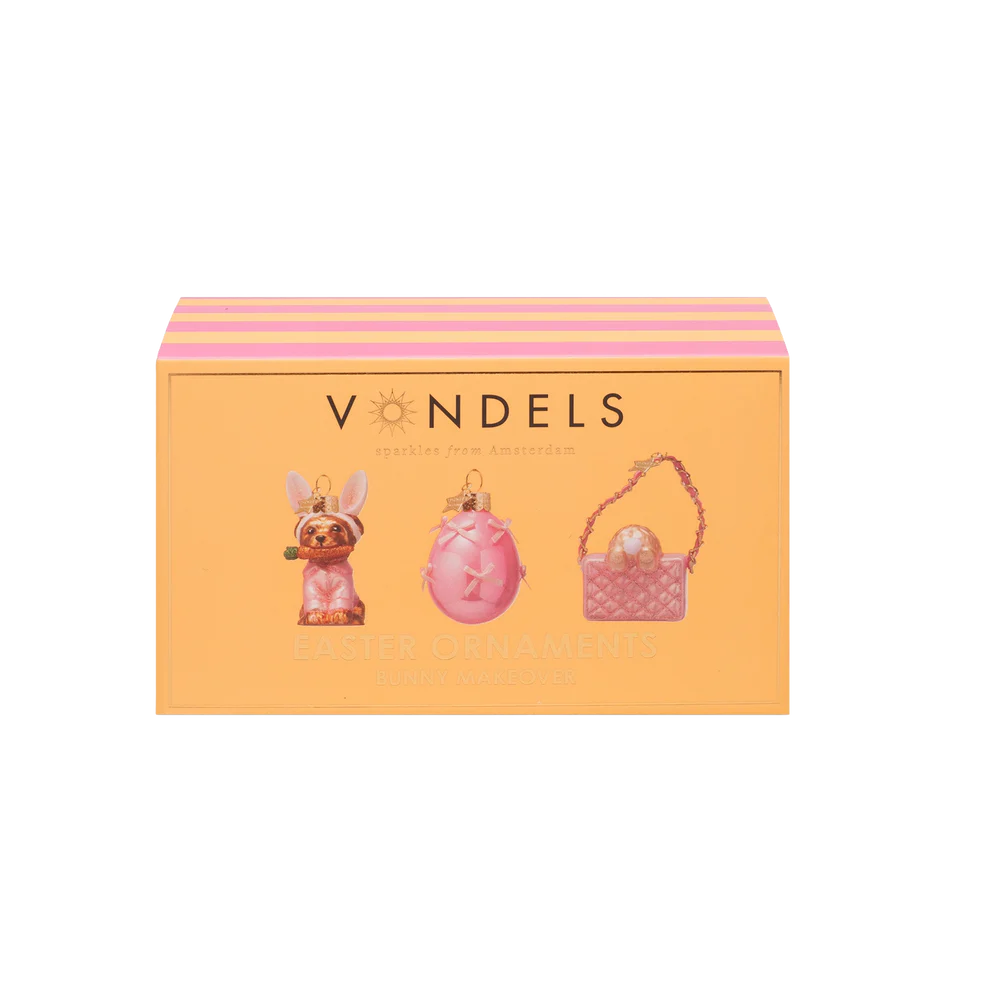 Vondels | Hangfiguur Bunny Makeover Easter Glas H7,7cm 3-pack