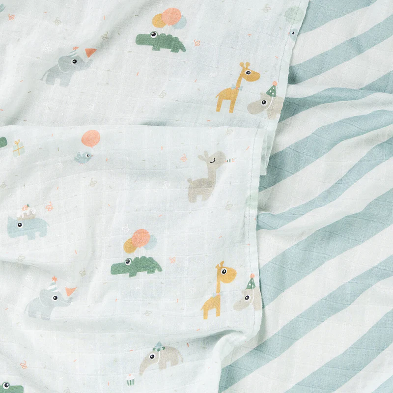 Done by Deer | Tetra Doek Celebration Blue Burp Cloth 65x65cm 2-pack