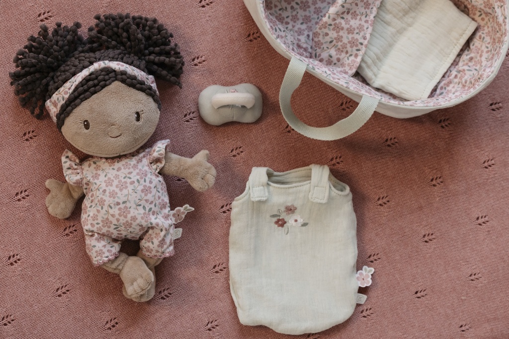 Little Dutch | Pluche Knuffel Babypop Evi in Mandje Textiel  9x22x25cm +12M