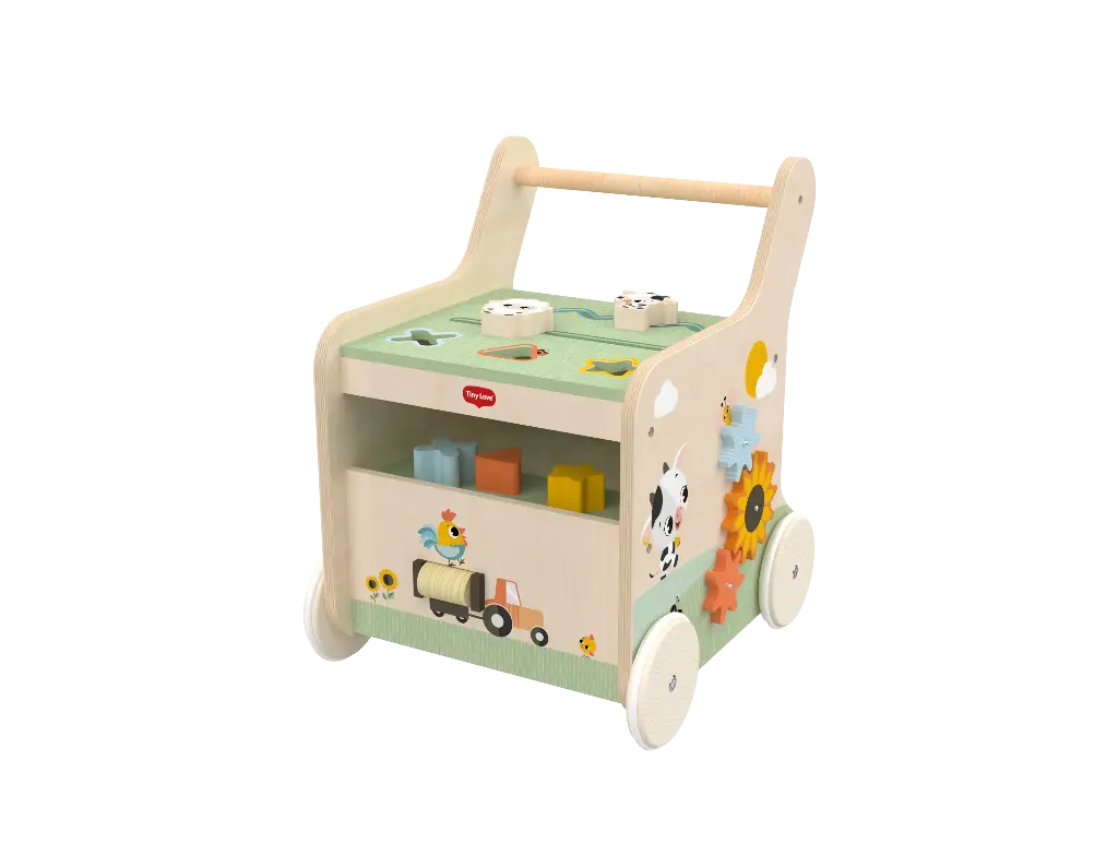 Tiny Love | Loophulp Wooden Activity Walker Farmers Funday Boerderijprint