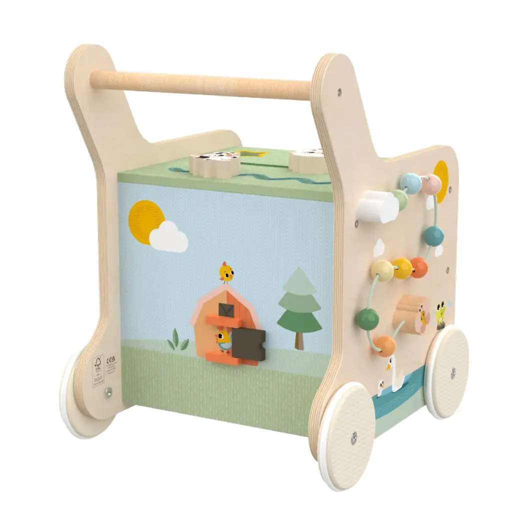 Tiny Love | Loophulp Wooden Activity Walker Farmers Funday Boerderijprint