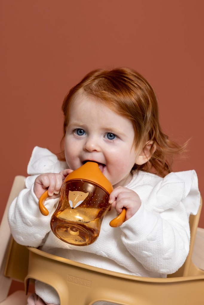 Trixie | Drinkbeker Sippy Cup met Handvat en Drinktuit Mr. Fox Oranje