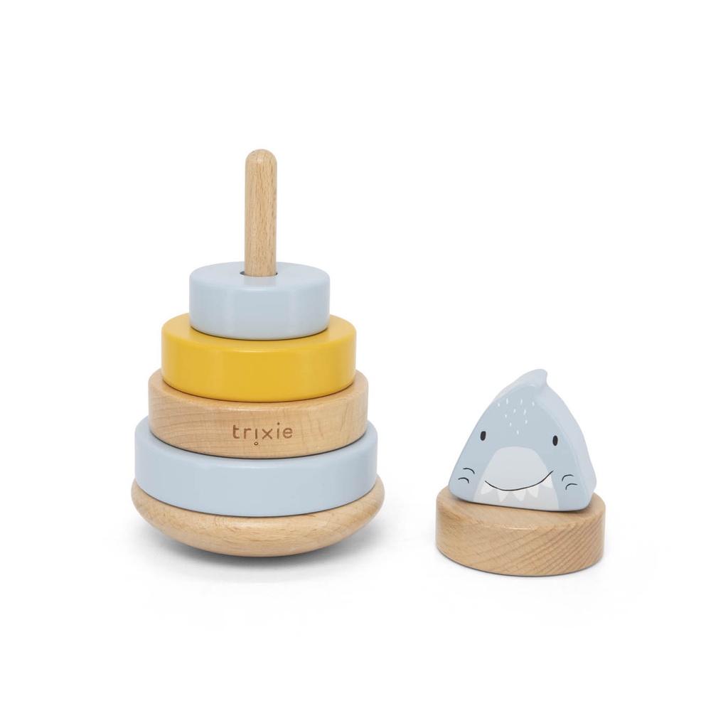 Trixie | Stapeltoren Hout Mr. Shark Blauwgrijs 10x10x18,5cm