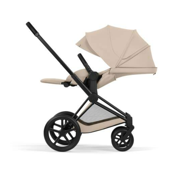 Cybex | Wandelwagen Priam Comfort Set Frame Matt Black Plooibare Draagmand - Zitbekleding Cozy Beige NEW