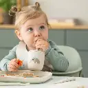 Done by Deer | Drinkbeker Celebration Sand Siliconen Straw Cup Ecru 2-pack 