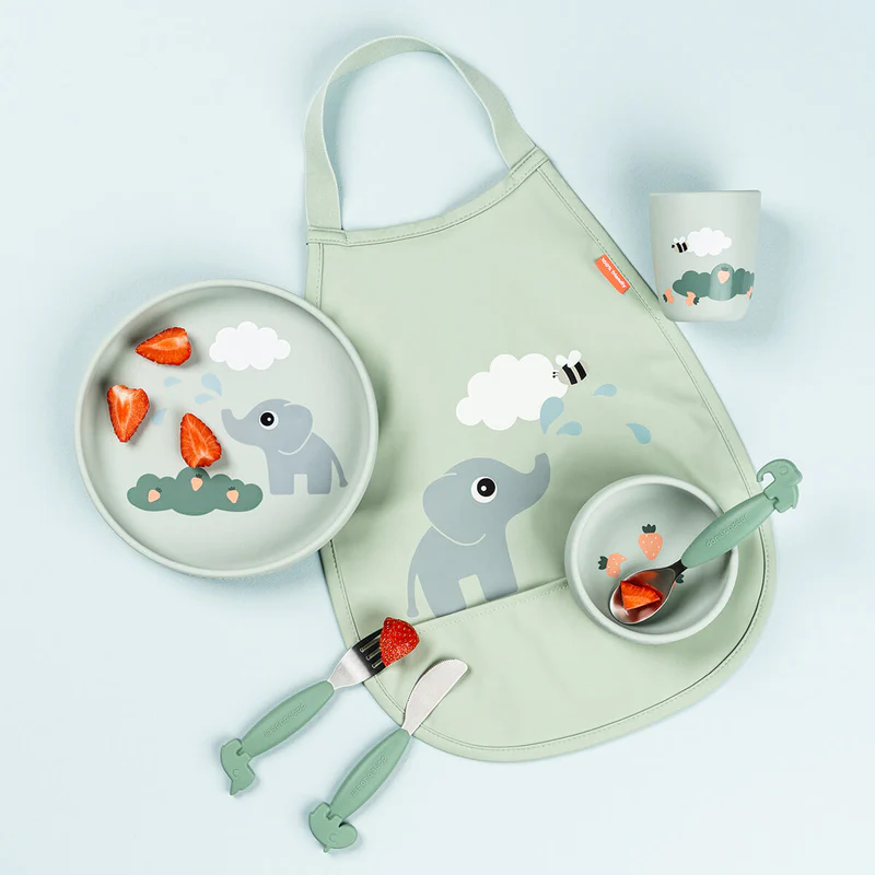 Done by Deer | Eetset Siliconen Stick&Stay Dinner set Elphee Green Groen 3-delig