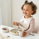 Done by Deer | Eetset Siliconen Stick&Stay Dinner Set Tiny Farm Sand Ecru 3-delig