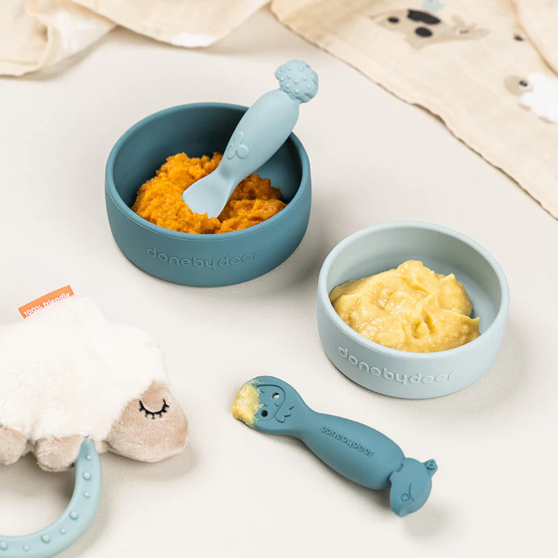 Done by Deer | Lepel Tiny Farm Blue Learning Spoon Blauw 