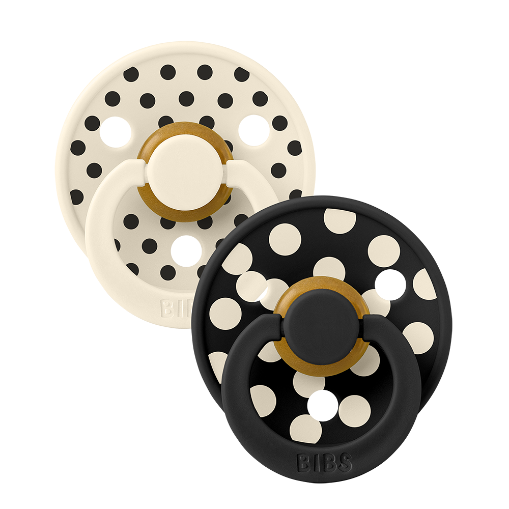 Bibs | Fopspeen Latex Anatomisch Duo Polka Black 6-18M T2 2-pack