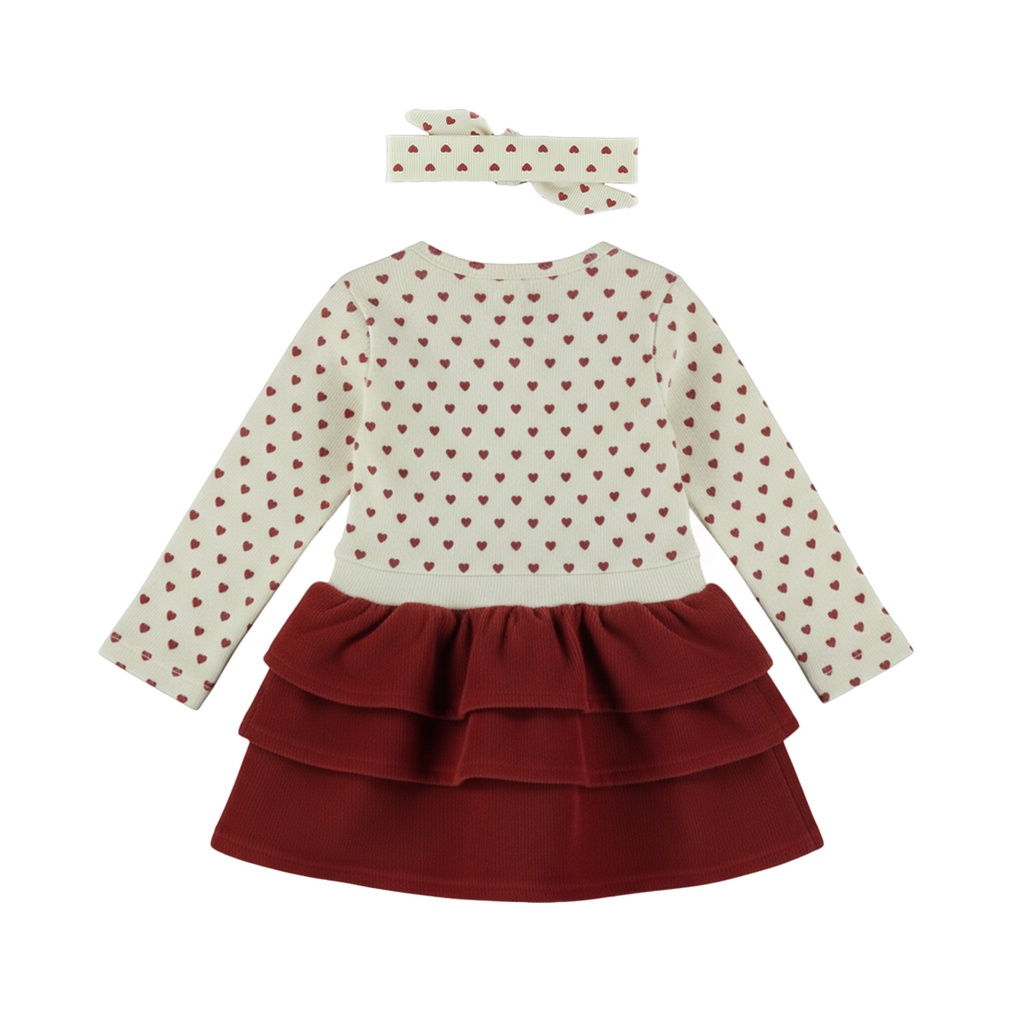 Dirkje | Jurk met Haarband Girls Amour & Love Paws Antique White