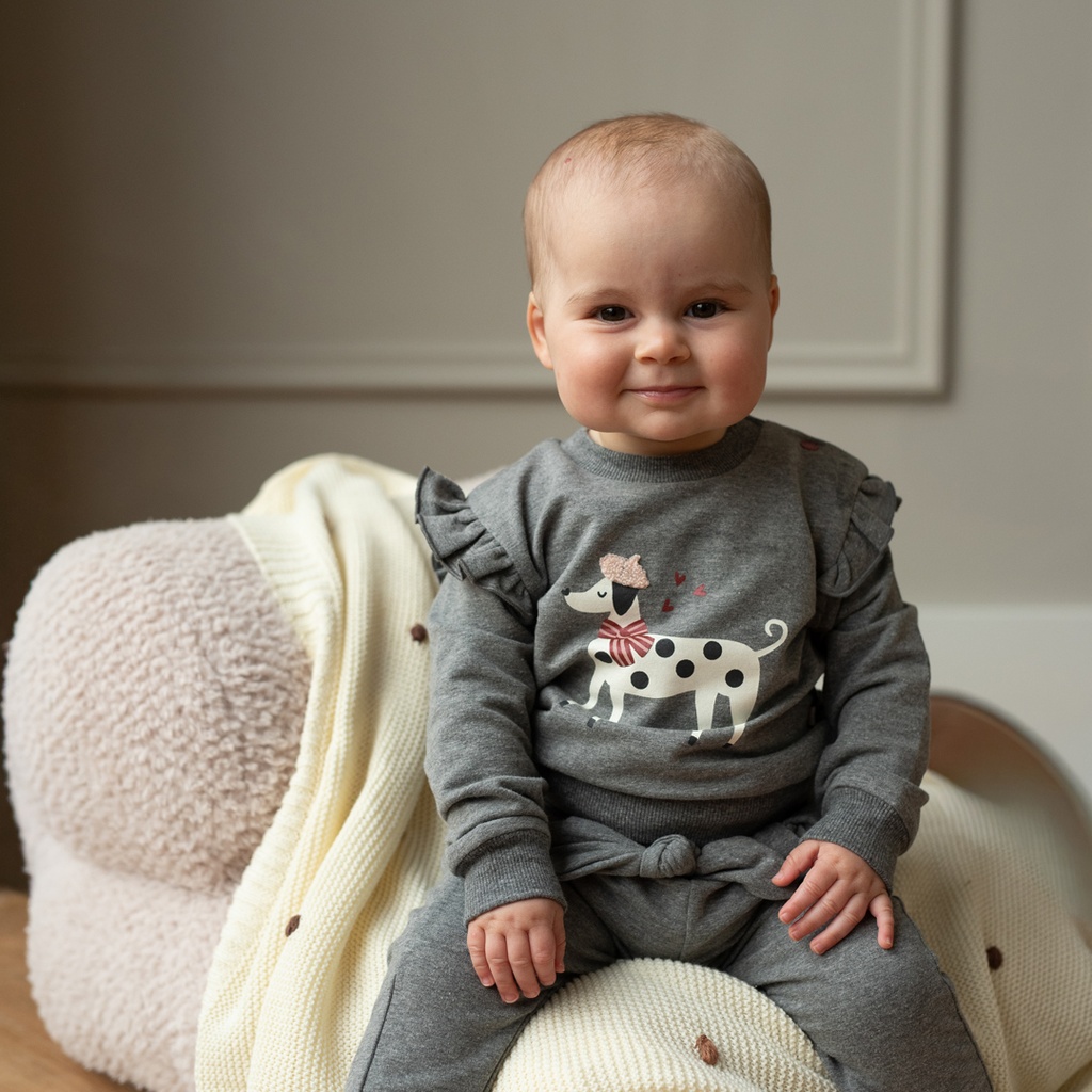 Dirkje | Sweater Girls Amour & Love Paws Mid. Grey Melee