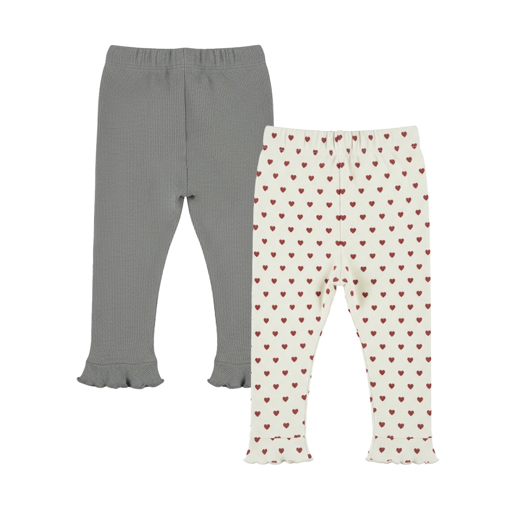 Dirkje | Legging Girls Amour & Love Paws Mid. Grey Melee 2-pack