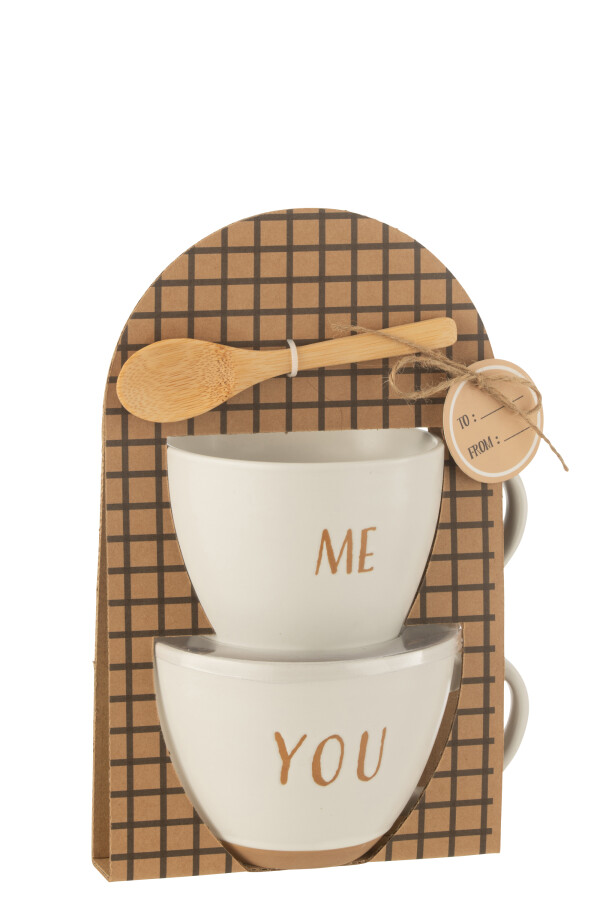 J-Line | Giftset Koffietas 2 Tassen Keramiek Wit