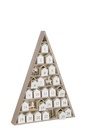 J-Line| Adventkalender Boom/Huis Multiplex Wit/Naturel 32x5,5x45cm