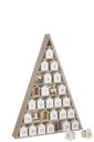 J-Line| Adventkalender Boom/Huis Multiplex Wit/Naturel 32x5,5x45cm