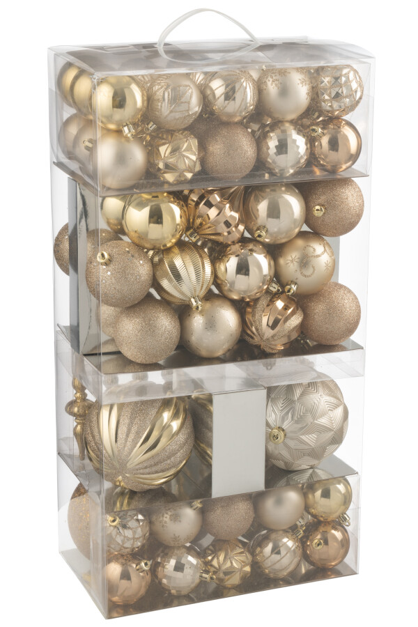 J-Line | Kerstbal Plastiek Beige/Ecru Doos 80 Stuks