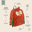 RUGZAK, Mr. parrot, rood, vlekken|print papegaai, 11L, 23x31x10cm