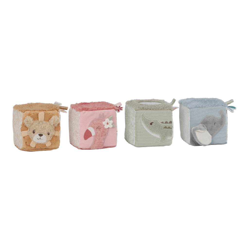 Little Dutch | Blokken Safari Friends Zachte Blokkenset Groen Textiel