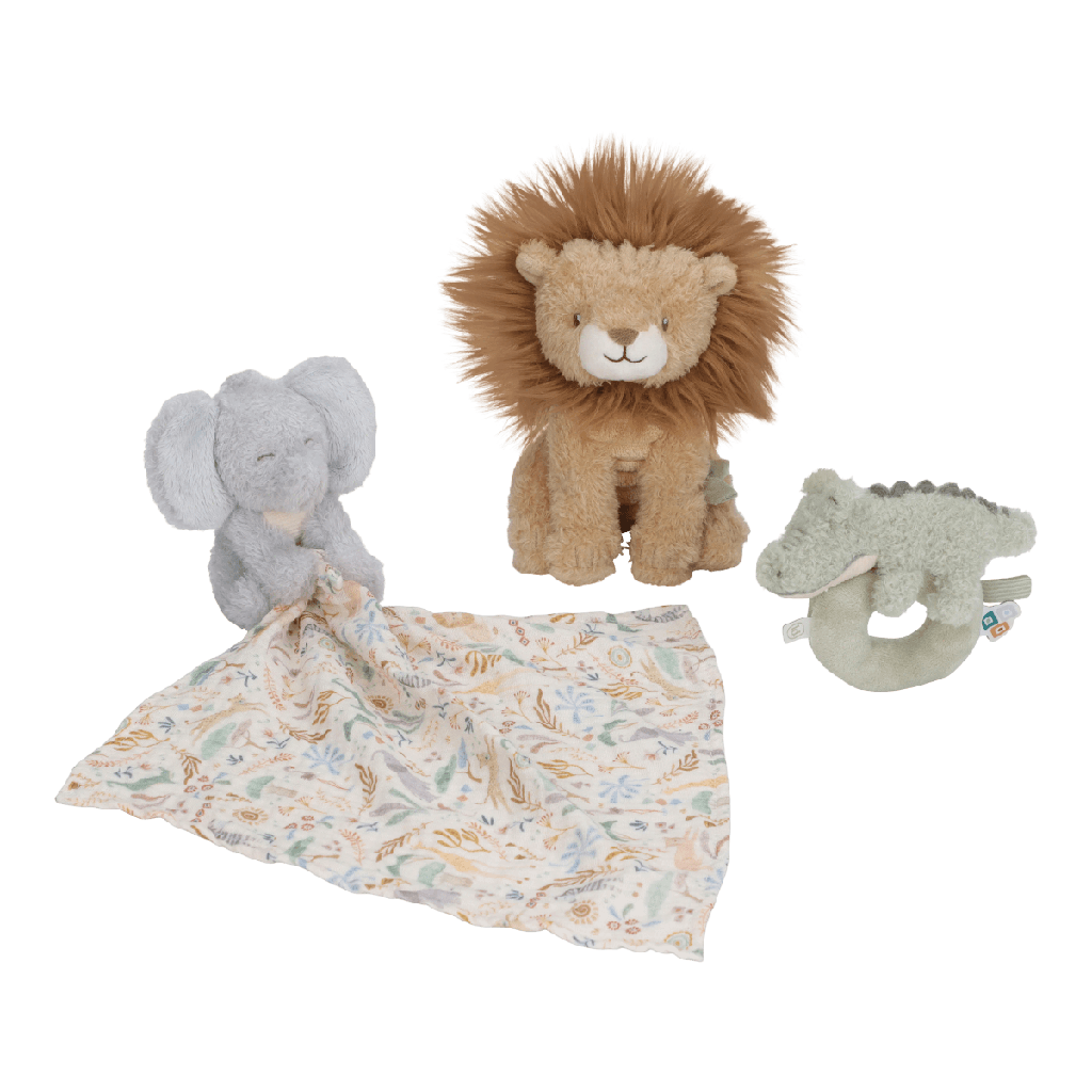 Little Dutch | Giftset Safari Friends Knuffel/Knuffeldoek/Rammelaar