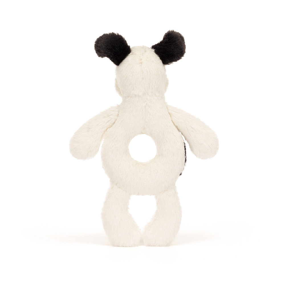 Jellycat | Rammelaar Bashful Black & Cream Puppy Ringrammelaar